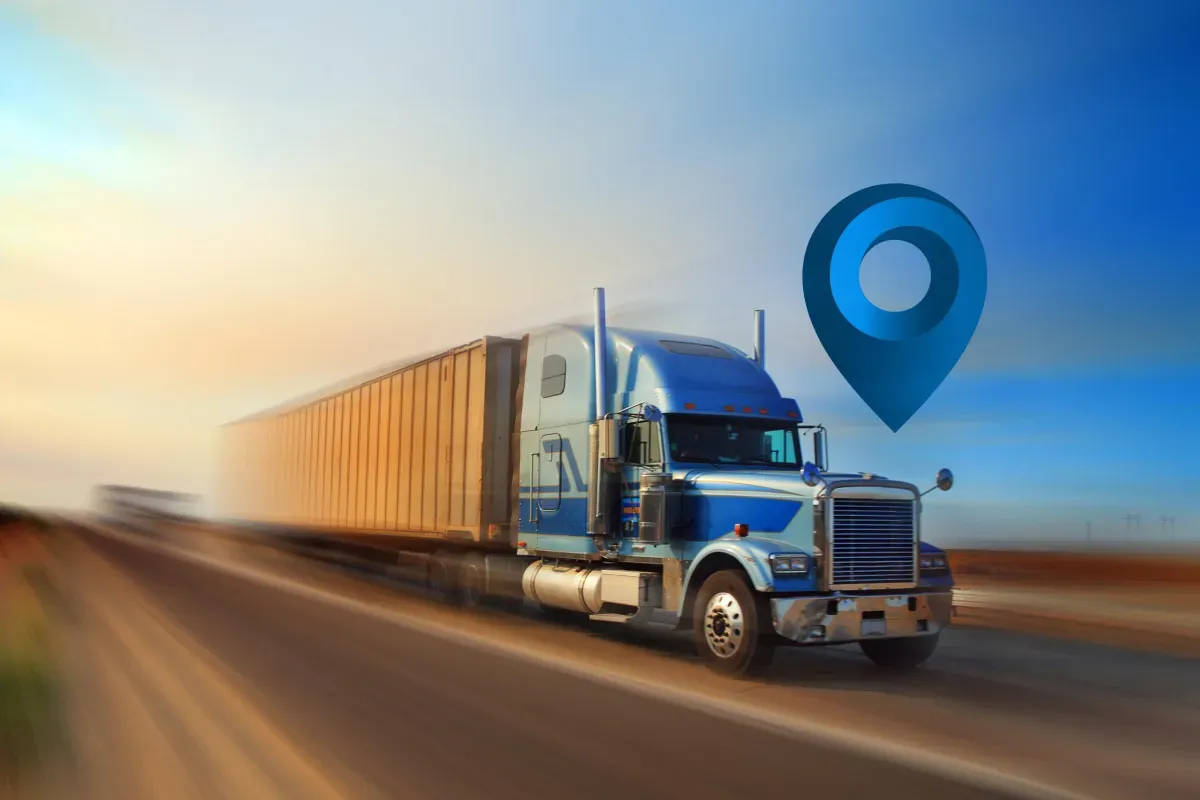 Truck on the highway with real-time GPS tracking